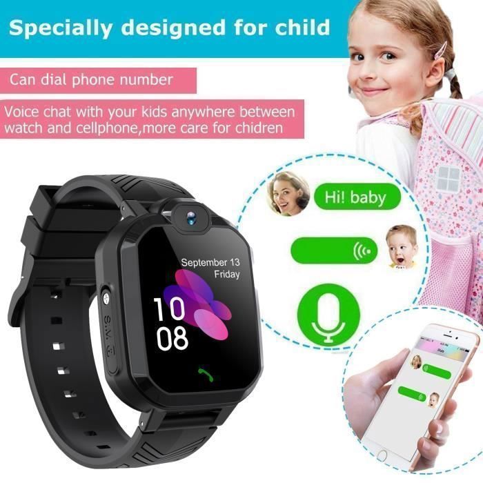 Q12B Montre intelligente pour enfants Smartwatch Phone Watch pour Android  IOS Life Étanche LBS Positionnement Carte SIM 2G Appel Dail Couleur: Comme  indiqué