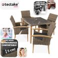 TECTAKE Ensemble Table en rotin avec 4 chaises TARENT Résistant aux intempéries et résistant aux UV - Marron Naturel-2