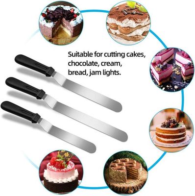 3 Spatule Coudée Palette Inox Gâteau Pâtisserie Pelle Cuisine Droit