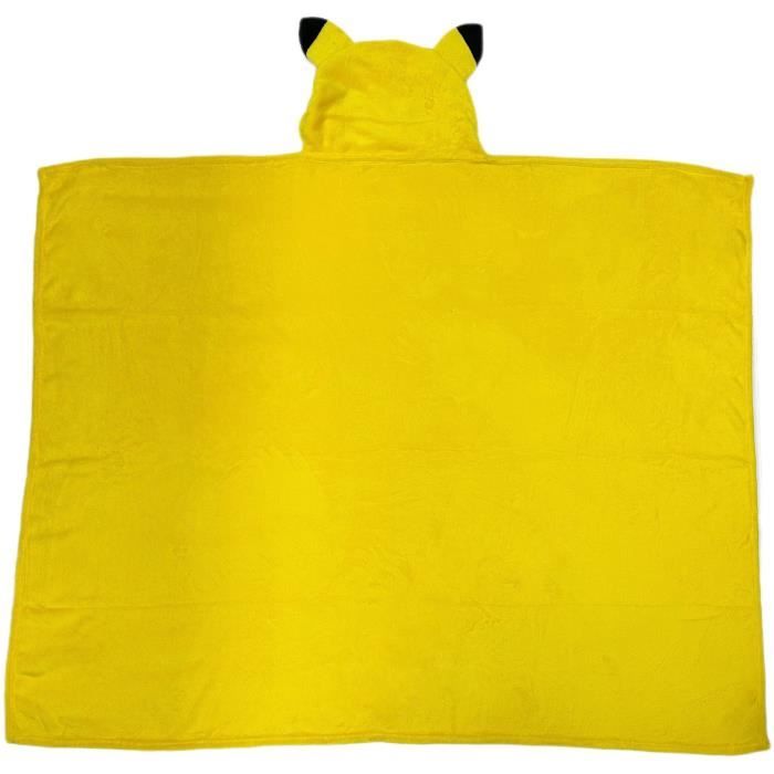 Pikachu Homadict Plaid Con Cappuccio Pokemon - Coperta Morbida 120x150 Cm, Licenza Ufficiale, Gialla, Per Adulti E Bambini