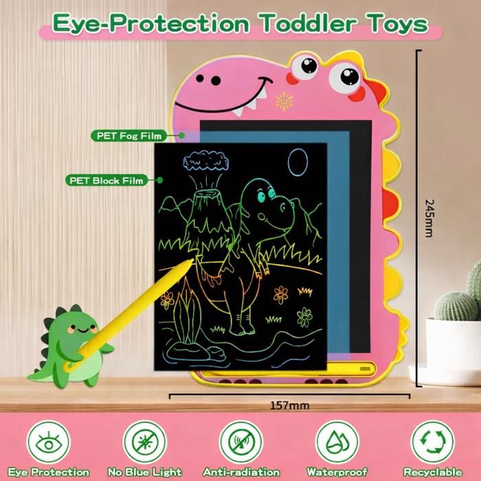 Lekwaiin Tablette à Dessin LCD 8,5″ Dinosaure – Jouet Éducatif Écriture, Écran Couleur, Portable, Cadeau 3-6 Ans