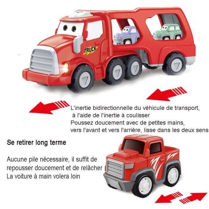 Camion De Transport Jouet Avec 8 Voitures De Course - Jouet Garçon 3-6 Ans - Garage Pliable Avec Poignée - Sans Pile - 3