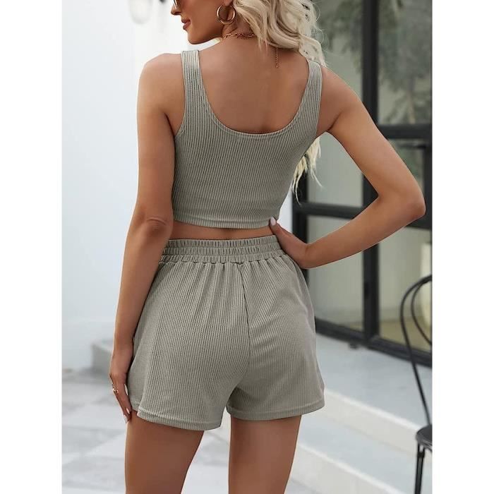Ensemble de Vetements Femme Ete Chic Elegant De Jogging Costume 2