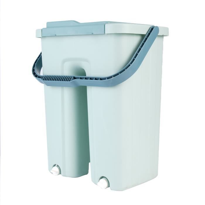 Balai Microfibre Et Seau Essoreur VOUNOT - 6 Serpillères Réutilisables - Manche Inox 120 Cm - Rotatif 360°