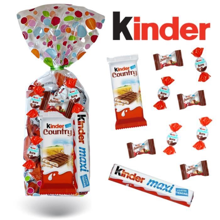 2 sachets de 40 chocolats Kinder : schokobons, mini bueno, maxi et country  - Cdiscount Au quotidien