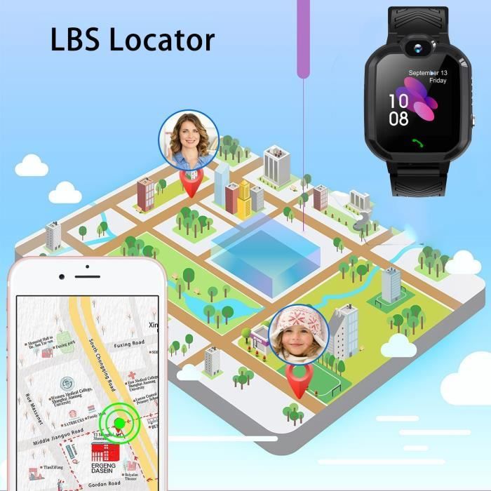Q12B Montre intelligente pour enfants Smartwatch Phone Watch pour Android  IOS Life Étanche LBS Positionnement Carte SIM 2G Appel Dail Couleur: Comme  indiqué
