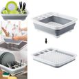 Accessoires de cuisine,Égouttoir à vaisselle pliable-égouttoir à vaisselle-crépine caravane tasses assiettes - Type Black-3