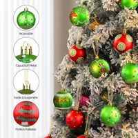Boules De Noël Extérieur 30 Pièces - 6 Cm, Rouge Et Vert Pailleté, Incassables Pour Sapin, Jardin, Décoration - 11