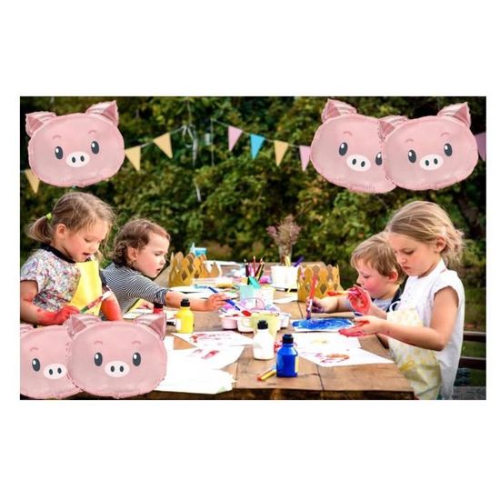 5 Pièces Ballons Gonflables Cochon Mignon Aluminium Rose Pour Garçon