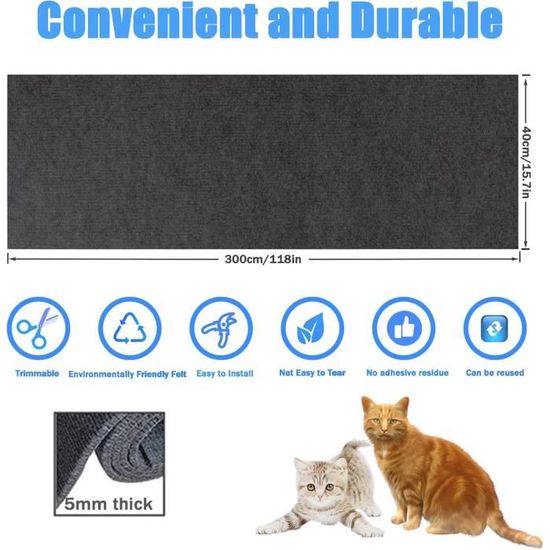 Pipihome Tapis Griffoir Chat, Protection Canape Chat Anti Griffe 40×200