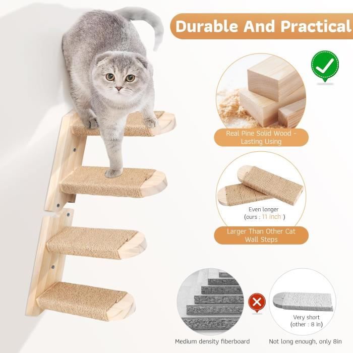 Calmbee Étagères Murales Pour Chat, Meubles Muraux Pour Chat, Perchoir En Bois, Hamac Pour Chat Pont Pour Chat Arbre A Chat Grimpeur Etagere Pour Chat Plateau Pour Chat