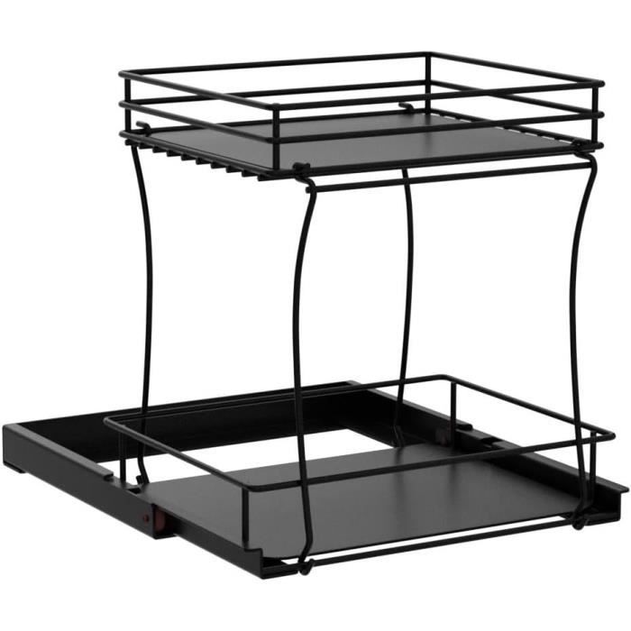 Panier De Rangement Suspendu Coulissant Sous étagère - Noir, Taille S - Gain De Place Cuisine Et Placard - 8
