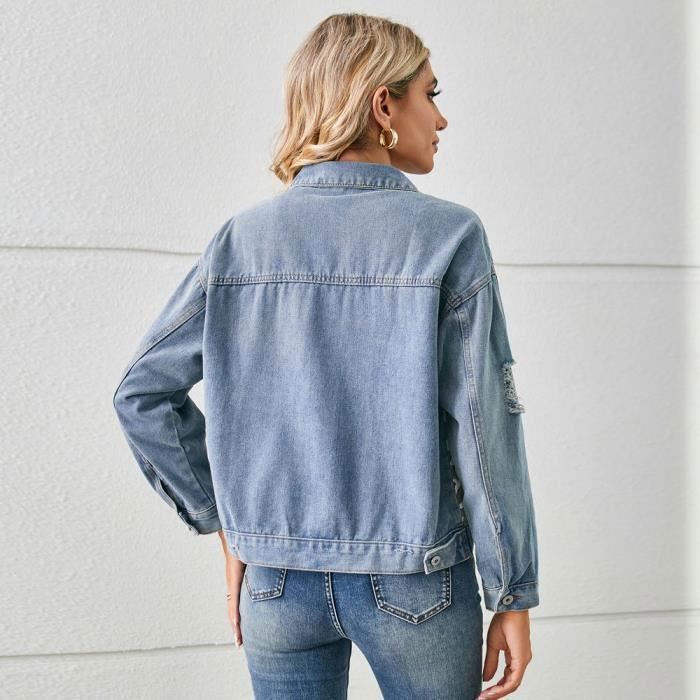 Veste En Jean Femme Printemps Et Automne Regular Fit Casual