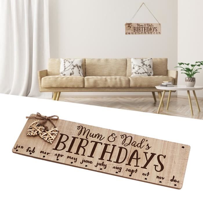 Calendrier Anniversaire Bois Familial - Tableau DIY Avec 100 Pièces