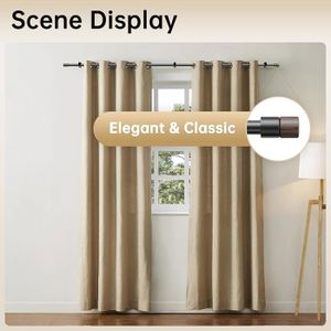 Tringle à Rideaux Télescopique Incurvée Noire 110-200 Cm - Diamètre 19 Mm, Pour Intérieur & Extérieur, Installation Sans Perçage Optionnelle