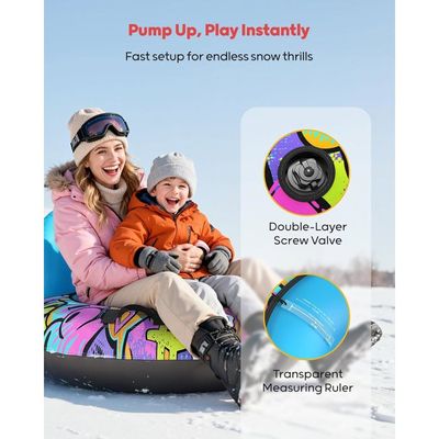COSTWAY Luge Bouée Gonflable De 132 Cm, Traîneau à Neige Robuste En Housse Oxford Avec Poignées