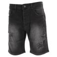 Bermudas en jean noir pour homme - Project X Paris - Fermeture boutons - 5 poches - Tendance-0