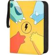 Cahier Range 400 Cartes - ZEMO - Jaune - Compatible pour cartes à collectionner Pokémon-0