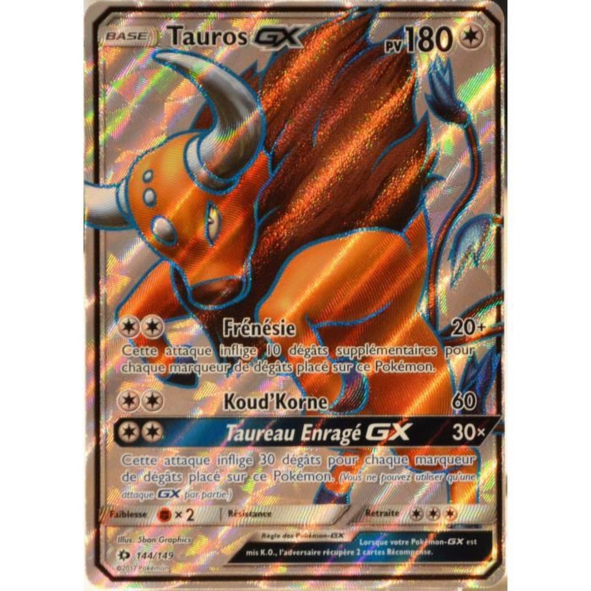 Carte Pokémon 144-149 Tauros GX - FULL ART SM1 - Soleil et Lune