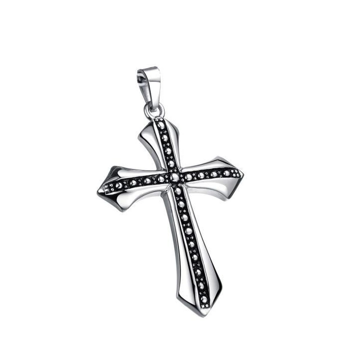 Argent Or Acier Inoxydable Fil de Câble Pendentif Croix Homme Fashion Collier Big