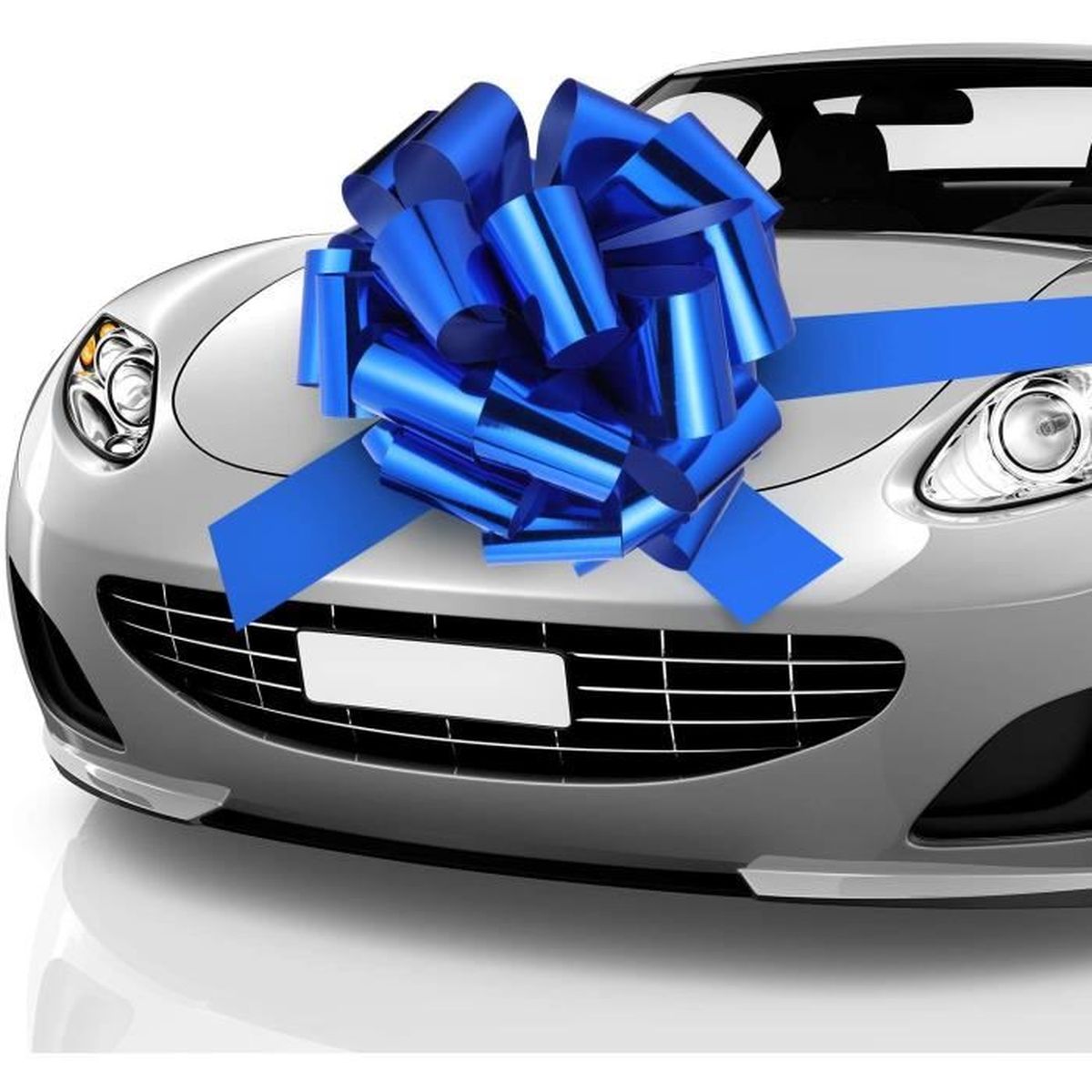 50 Nœuds Auto Mariage Blancs – Décoration Voiture Élégante, Polyester Satiné, 25x12 Cm
