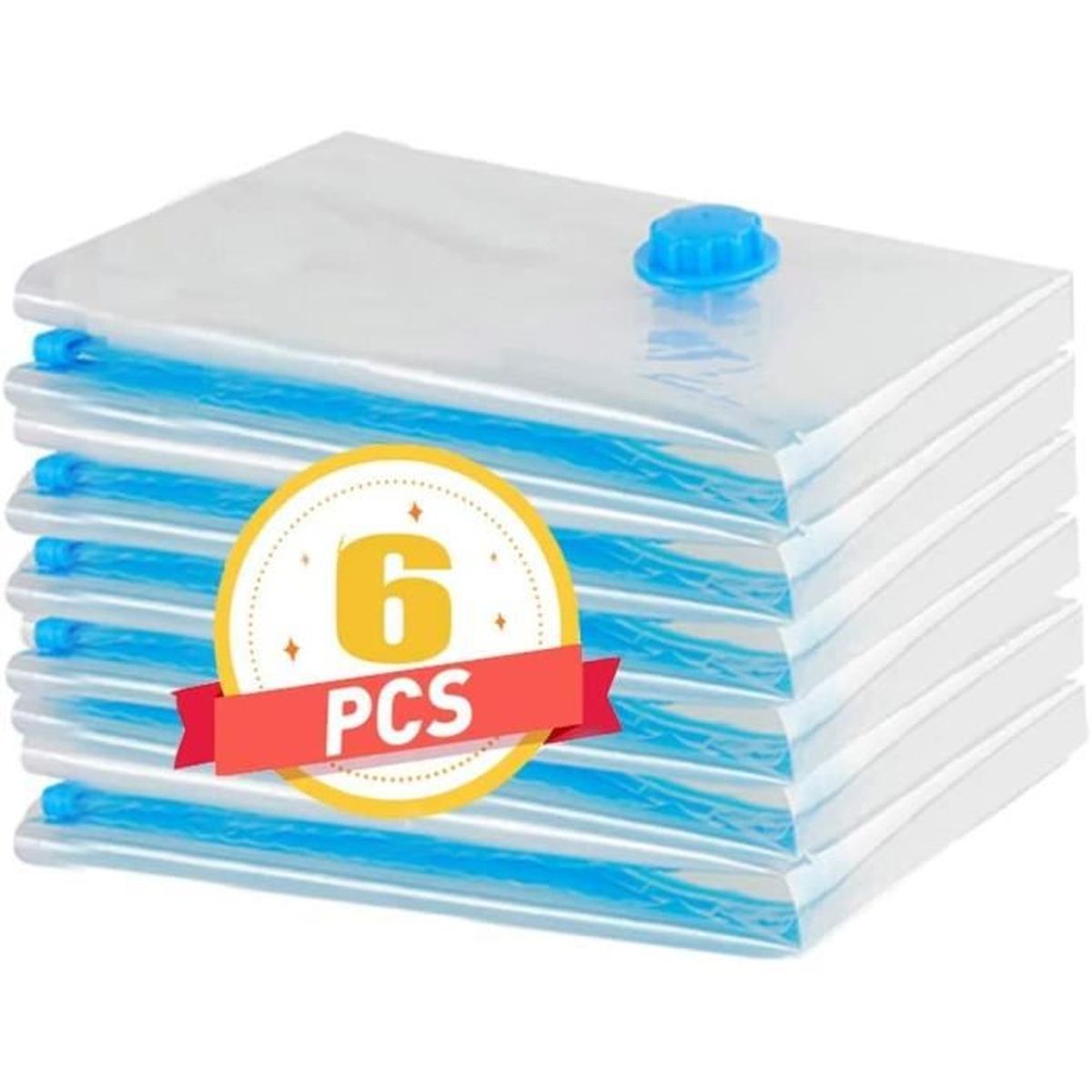 CaptainFive Lot De 6 Sacs Sous Vide Jumbo 100x80cm - Rangement Couettes Et Vêtements