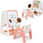 DREAMADE Tableau de Dessin Magnétique pour Enfant avec Étagère à Livre,Table à Dessin & Chaise avec Hauteur &Inclinable Réglable
