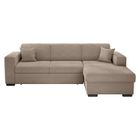 LOUNGITUDE Canapé d'angle FUJI XL convertible avec coffre en velours côtelé - Angle droit - Taupe