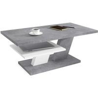 Table basse - Belvedere - 110 cm - Blanc - Finition béton - Design contemporain