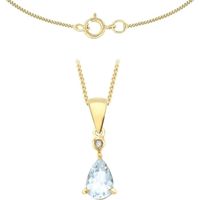 Carissima Gold - 1.44.8794 - Collier avec pendentif Femme - Or jaune (9 cts) 1.15 Gr - Diamant - Aigue Marine
