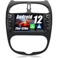Junsun Autoradio Android 12 2Go+32Go pour Peugeot 206 (2002-2010)avec 7 '' Écran Tactile GPS Carplay Android Auto FM WiFi Bluetooth