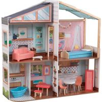 KIDKRAFT - Maison de poupées Kayla en bois + 11 pièces - Rose