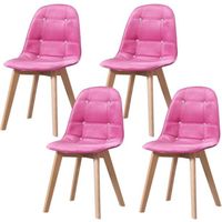 ALEXIA - Lot de 4 chaises scandinave - Velours -  Rose - pieds en bois massif design salle a manger salon - 53 x 46 x 83 cm