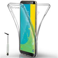 VCOMP - Pour Samsung Galaxy J6 (2018) - On6 (2018) - Coque Silicone 360° protection intégrale Avant et Arrière et mini Stylet -