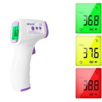 Thermomètre Frontal Digital Sans Contact Infrarouge, Mesure Frontale, Lecture Code Couleur, LCD, Alerte Fièvre, Fonction Mémoire
