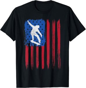 SKATEBOARD - LONGBOARD Skateboard American Flag Skate Skateboarding Skateboarder T-Shirt.[Z842]