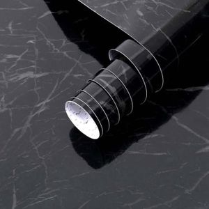 PAPIER PEINT Noir Marbre Papier Adhesif Pour,Meuble Porte Armoi