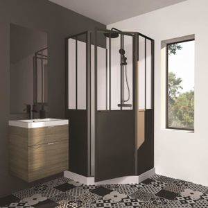 CABINE DE DOUCHE CABINE DE DOUCHE 100X100X220 STYLE INDUTRIEL NOIR