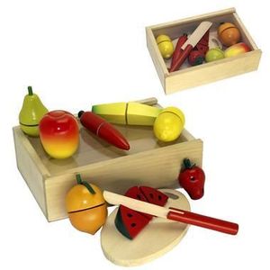 Maxi set fruits et légumes à découper en bois Juratoys : Jeux et