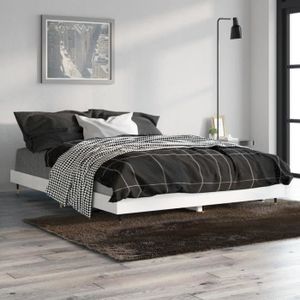 STRUCTURE DE LIT vidaXL Cadre de lit blanc brillant 135x190 cm bois