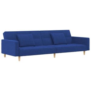 CANAPE CONVERTIBLE CON Canapé-lit à 2 places avec deux oreillers bleu