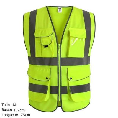 Lot De 2 Gilets Haute Visibilité Jaune Fluo - Bandes Réfléchissantes 5cm - Imperméable Et Respirant - Pour Voiture, Chantier, Activités Nocturnes