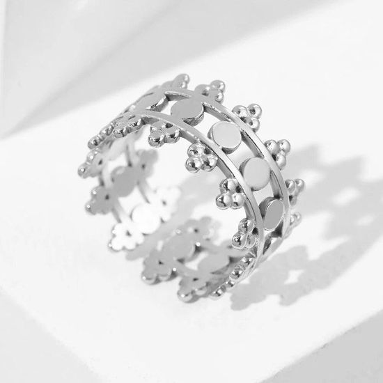 Bague Alliance Femme Acier Inoxydable – Argent – Taille 59 (USA 9) – Budget Beauté