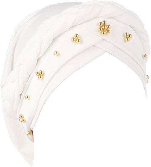 Foulard Femme Rose Perlé Avec Pompons – Hijab Musulman En Coton Bambou – Neuf