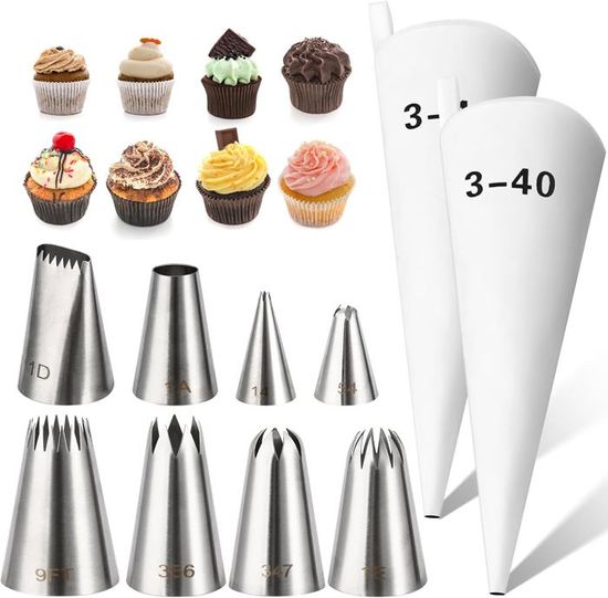 Lot De 10 Douilles à Pâtisserie En Acier Inox - Formes Variées (1M, 2D, Etc.) - Professionnel Et Réutilisable