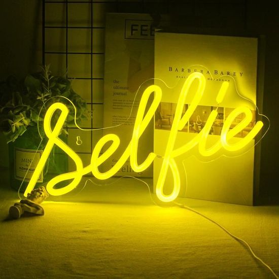 Selfie - Lampe Murale Néon, Panneau Lumineux Pour Selfie, Mariage