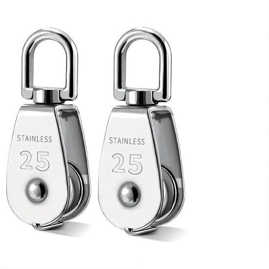 Lot De 6 Poulies De Levage M32 Chargeant 250 Kg, Bloc De Poulie De Corde De Levage Pivotant En Acier Inoxydable 304 Robuste | Leroy Merlin