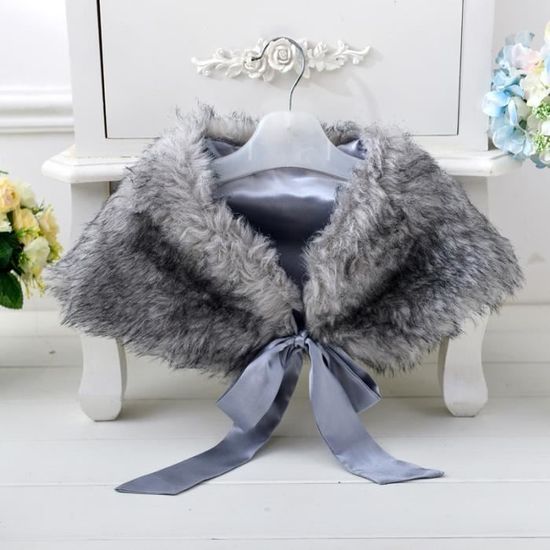 Boléro En Fausse Fourrure Pour Fille - Manteau Léger Manches Longues, Col Rond, Ouvert Devant, Pour Robes Et Tenues D'hiver