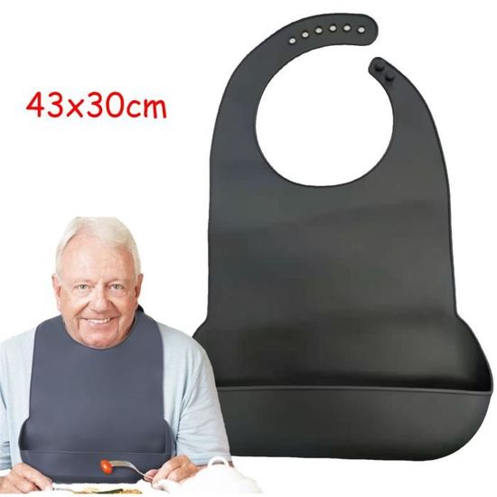 Bavoir Adulte Réglable En Polyester - Taille 75x42.5 Cm, Pour Repas Confortable