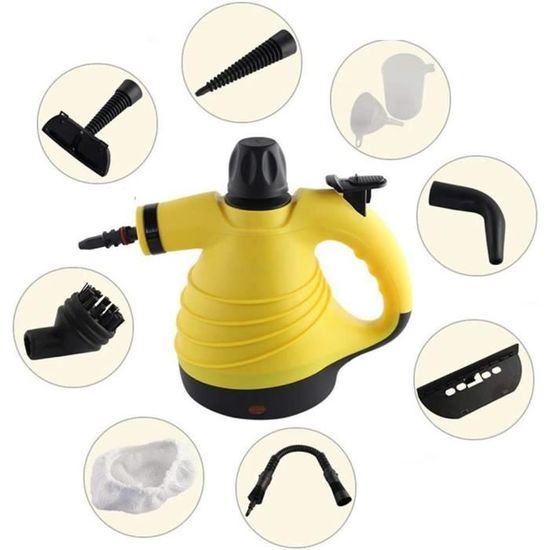 Nettoyeur Vapeur Portable AKPIAN - 1050W - 105°C - Kit 10 Accessoires - Sans Produits Chimiques - Pour Sols, Vitres, Salle De Bain Kit Accessoires Nettoyage Vapeur